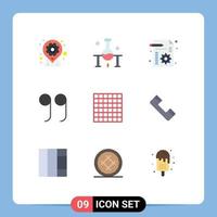 Pack of 9 Modern Flat Colors Signs and Symbols for Web Print Media such as layout quotes science experiment close file Editable Vector Design Elements