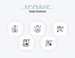 paquete de iconos lleno de línea de ciencia de datos 5 diseño de iconos. rehacer. círculo. seguridad. informe. diagrama vector