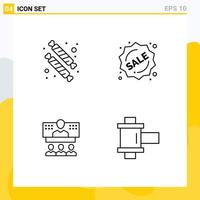 Pack of 4 Modern Filledline Flat Colors Signs and Symbols for Web Print Media such as candies business food sale connection Editable Vector Design Elements