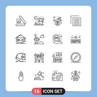 16 Universal Outline Signs Symbols of network house smoking home interface Editable Vector Design Elements