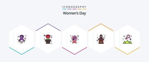 Womens Day 25 FilledLine icon pack including outstanding. achievement. sign. teacher. tribune vector