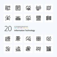 20 Information Technology Line icon Pack like server cloud file backup cooling vector