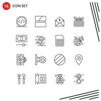 Set of 16 Modern UI Icons Symbols Signs for cash digital layout board money Editable Vector Design Elements