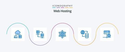 Web Hosting Blue 5 Icon Pack Including network. web. data. service. hosting vector