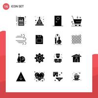 Pictogram Set of 16 Simple Solid Glyphs of e cart irish buy interior Editable Vector Design Elements