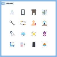 Pack of 16 Modern Flat Colors Signs and Symbols for Web Print Media such as wrench travel iphone postcard shop Editable Pack of Creative Vector Design Elements