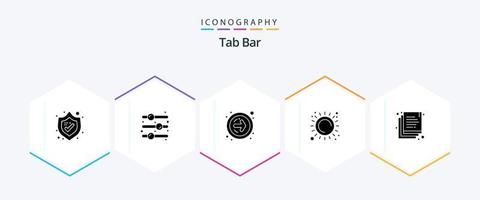 Tab Bar 25 Glyph icon pack including . documents. next. copy. sunlight vector