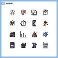 paquete de iconos de vectores de stock de 16 signos y símbolos de línea para el reloj de tiempo, alerta de enfermedades, medicina, elementos de diseño de vectores creativos editables