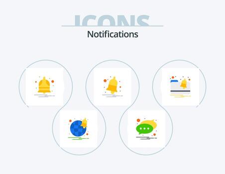 Notifications Flat Icon Pack 5 Icon Design. notification. alert. notification. alert. notification vector