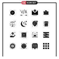 Set of 16 Commercial Solid Glyphs pack for lamp skills close resume competer Editable Vector Design Elements