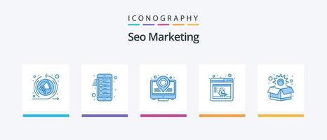 paquete de iconos azul 5 de seo marketing que incluye . paquete. marketing. marketing. navegador. diseño de iconos creativos vector