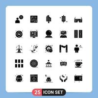 Solid Glyph Pack of 25 Universal Symbols of computer perfusion beach medical ice cream Editable Vector Design Elements