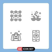 Group of 4 Filledline Flat Colors Signs and Symbols for lock bag security duck father Editable Vector Design Elements