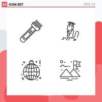 Universal Icon Symbols Group of 4 Modern Filledline Flat Colors of torch tool camping building light Editable Vector Design Elements