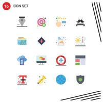 Modern Set of 16 Flat Colors and symbols such as digital currency customer satisfaction moustache day Editable Pack of Creative Vector Design Elements