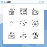 9 Creative Icons Modern Signs and Symbols of boxing lightning car cloud forward Editable Vector Design Elements