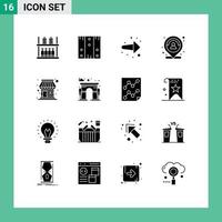 Pictogram Set of 16 Simple Solid Glyphs of person map wood location right Editable Vector Design Elements