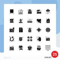 User Interface Pack of 25 Basic Solid Glyphs of space home egg construction building Editable Vector Design Elements