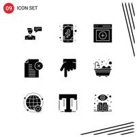 9 iconos creativos signos y símbolos modernos de oficina eliminar nota teléfono inteligente eliminar documento elementos de diseño vectorial editables por el usuario vector