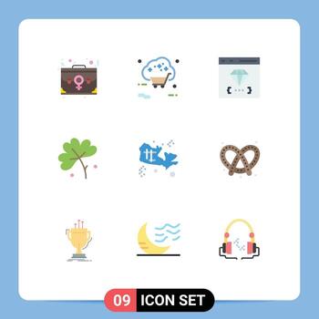 9 Universal Flat Color Signs Symbols of flower anemone shop development coding Editable Vector Design Elements