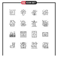 16 Thematic Vector Outlines and Editable Symbols of exam paper back to school four waste plastic Editable Vector Design Elements