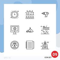 paquete de iconos de vector de stock de 9 signos y símbolos de línea para mantenimiento web asistencia técnica presentación servicio de soporte en línea elementos de diseño de vector editables inalámbricos