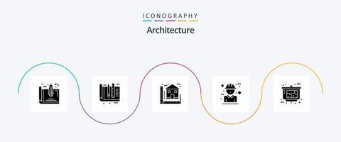 Architecture Glyph 5 Icon Pack Including character. architecture. ruler. house. construction vector