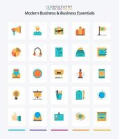 negocios modernos creativos y elementos esenciales de negocios 25 paquete de iconos planos como el caso. equipaje. cliente. viajar. persona vector