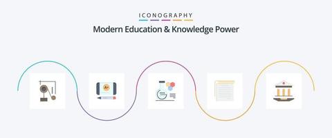 Modern Education And Knowledge Power Flat 5 Icon Pack Including web . internet . lab . student notes. notes vector