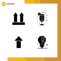 Solid Glyph Pack of 4 Universal Symbols of arrows upload up party idea Editable Vector Design Elements
