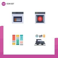 Set of 4 Modern UI Icons Symbols Signs for internet wireframing website message wirefram Editable Vector Design Elements