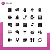 Mobile Interface Solid Glyph Set of 25 Pictograms of tea chart preview analysis insight Editable Vector Design Elements