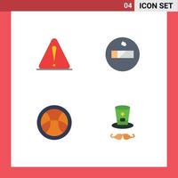 conjunto de pictogramas de 4 iconos planos simples de sombrero de alerta educación logística irlanda elementos de diseño vectorial editables vector