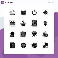 Modern Set of 16 Solid Glyphs and symbols such as greetings trade button marketing business Editable Vector Design Elements