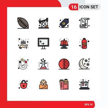 paquete de línea de vector editable de 16 líneas llenas de color plano simples de gestión de activos dólar guía artículo elementos de diseño de vector creativo editable