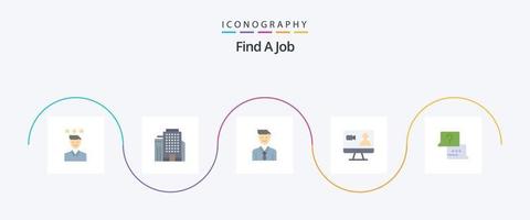 Find A Job Flat 5 Icon Pack Including job. internet. business. search. selection vector