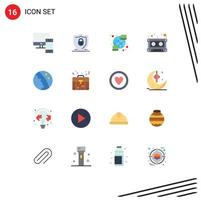 16 Flat Color concept for Websites Mobile and Apps dermatology cassette security audio cassette streamline Editable Pack of Creative Vector Design Elements