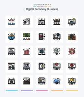 Creative Digital Economy Business 25 Line FIlled icon pack  Such As online. finance. setting. economy. bank vector