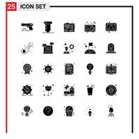 Pack of 25 creative Solid Glyphs of ethanol microwave steering kitchenware connect Editable Vector Design Elements