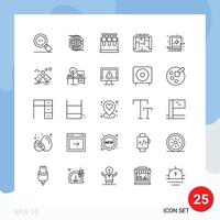 Universal Icon Symbols Group of 25 Modern Lines of medical book estate idea building architecture Editable Vector Design Elements