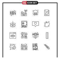 Universal Icon Symbols Group of 16 Modern Outlines of arrow sample laywer file audio Editable Vector Design Elements