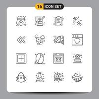 Universal Icon Symbols Group of 16 Modern Outlines of arrows mixer clipboard kitchen cooking Editable Vector Design Elements