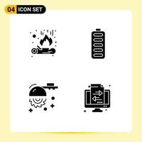 Modern Set of Solid Glyphs Pictograph of bonfire cutting accumulator energy banking Editable Vector Design Elements