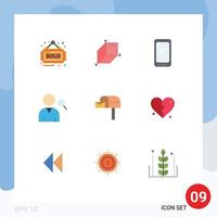 Modern Set of 9 Flat Colors and symbols such as mail box letter box smart phone user employee Editable Vector Design Elements