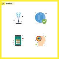 Modern Set of 4 Flat Icons and symbols such as fountain app valentines day website interface Editable Vector Design Elements