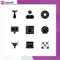 Pictogram Set of 9 Simple Solid Glyphs of ball mobile infrared design service Editable Vector Design Elements