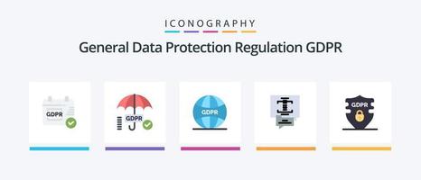 paquete de iconos gdpr flat 5 que incluye seguridad. gdpr. global. datos. seguro. diseño de iconos creativos vector