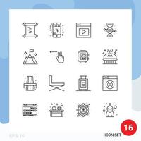 Set of 16 Commercial Outlines pack for interface flag design mountain medical Editable Vector Design Elements