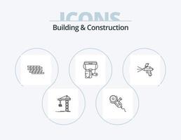 Building And Construction Line Icon Pack 5 Icon Design. cordless. power. home. drill. engineer vector