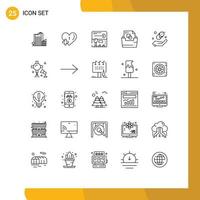 Editable Vector Line Pack of 25 Simple Lines of child file folder plus document folder game Editable Vector Design Elements